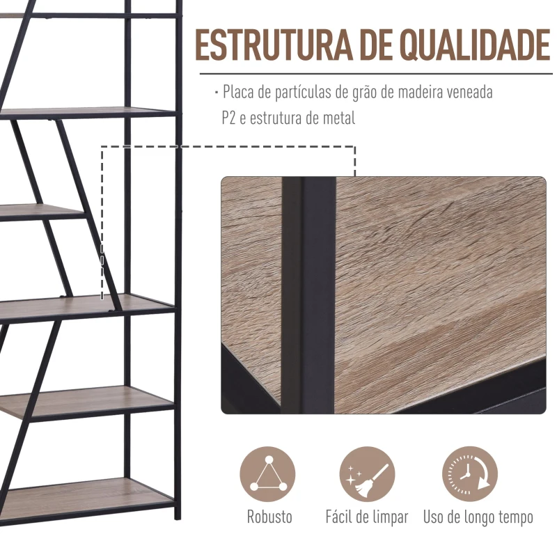HOMCOM Estante Assimétrica com 9 Estantes Trapezoidais de Estilo Moderno Estante Multiuso 80x33x180 cm Madeira e Preto