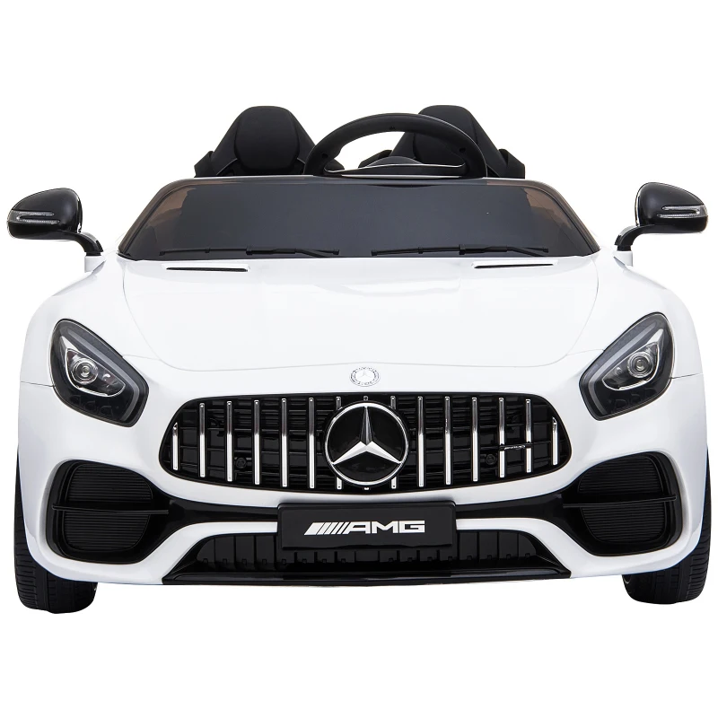 HOMCOM Mercedes AMG Carro Elétrico para crianças de 3-6 anos com Controle Remoto Bateria 12V 4.5AH Carga 40kg 114,5x78x47,5cm branco