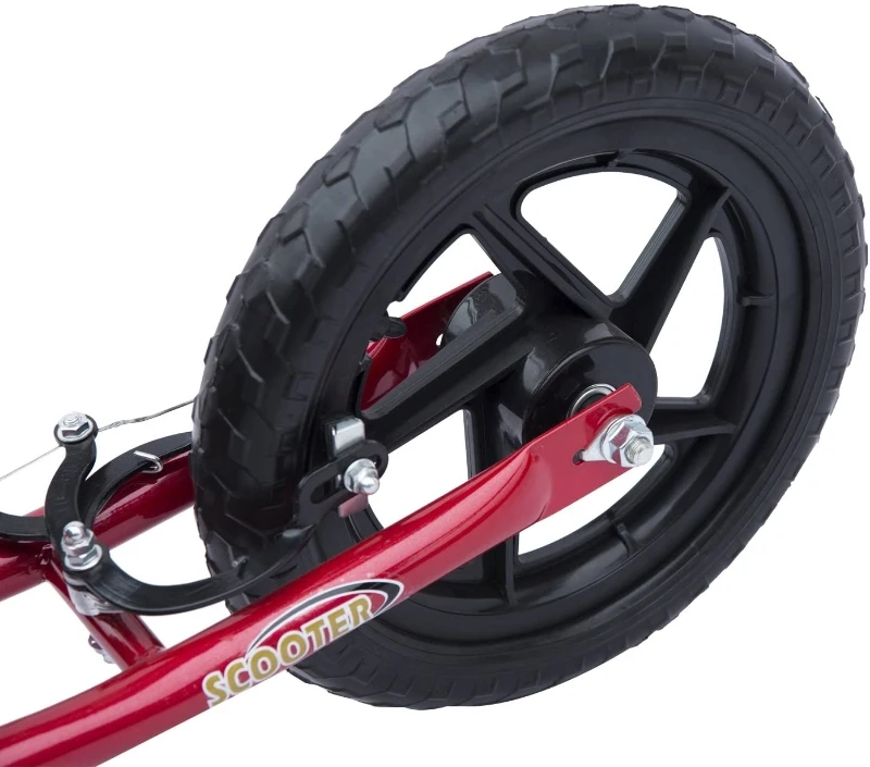 HOMCOM Trotinete com 2 Rodas de 12 Polegadas Trotinete para Crianças com Guiador Ajustável Freio e Cavalete Carga Máxima 100kg 120x52x80-88cm Vermelho