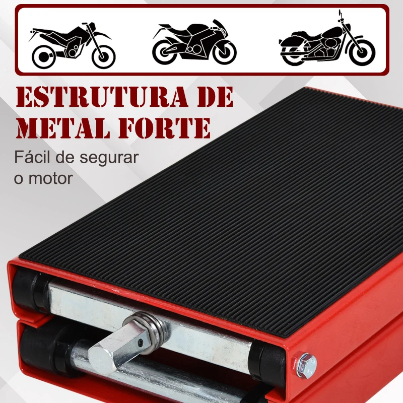 DURHAND Plataforma de Elevação Tipo Tesoura com Altura Ajustável Carga 500kg 41,5x23,5x10-37cm Preto e Vermelho