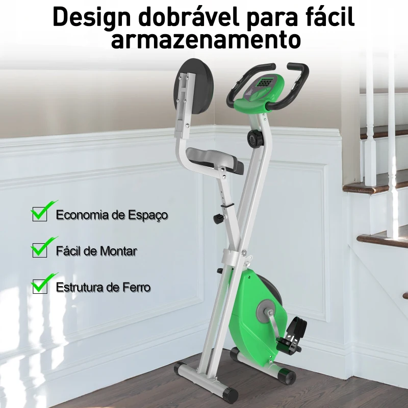 HOMCOM Bicicleta estática  para exercícios profissionais  Altura ajustável 43x97x109 cm Verde
