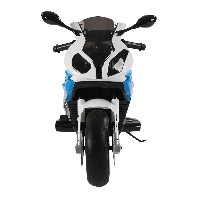 HOMCOM Mota elétrica infantil BMW para crianças acima de 3 anos com bateria 12 v duplo motor com luzes e música 110x47x69 cm azul e preto