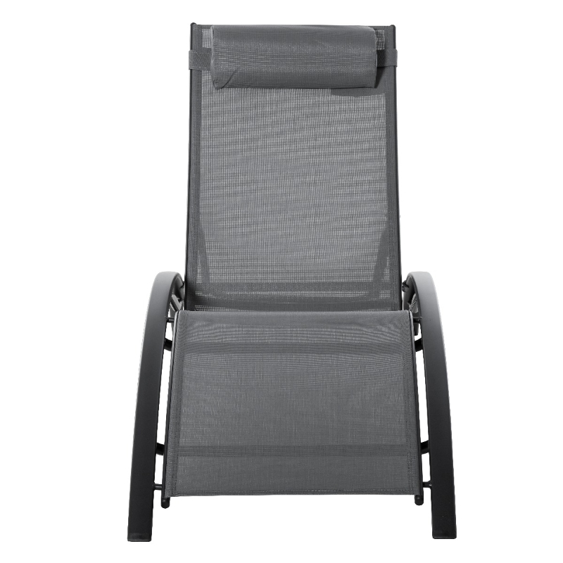 Outsunny Espreguiçadeira Reclinável com Encosto Ajustável em 5 Posições e Apoio de Cabeça Removível Acolchoado Alumínio Textilene para Varanda Terraço Jardim 171x64x82 cm Cinza