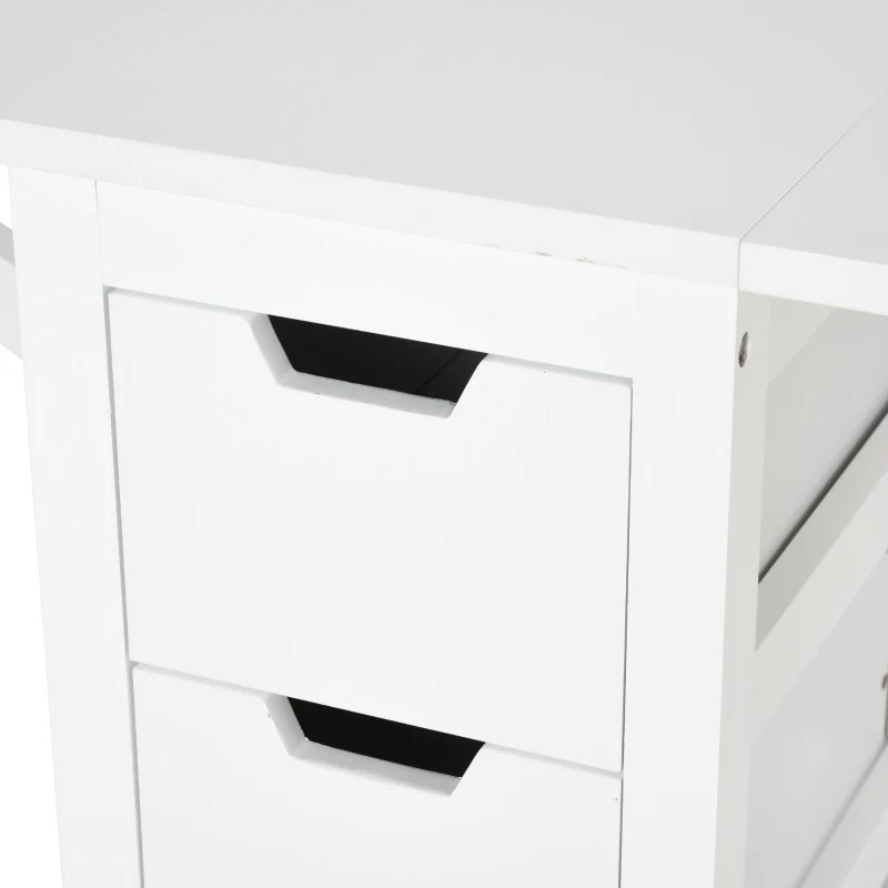 HOMCOM Mesa de jantar extensível com 2 gavetas 1 prateleira Carga 50 kg 150x80x74 cm Branco