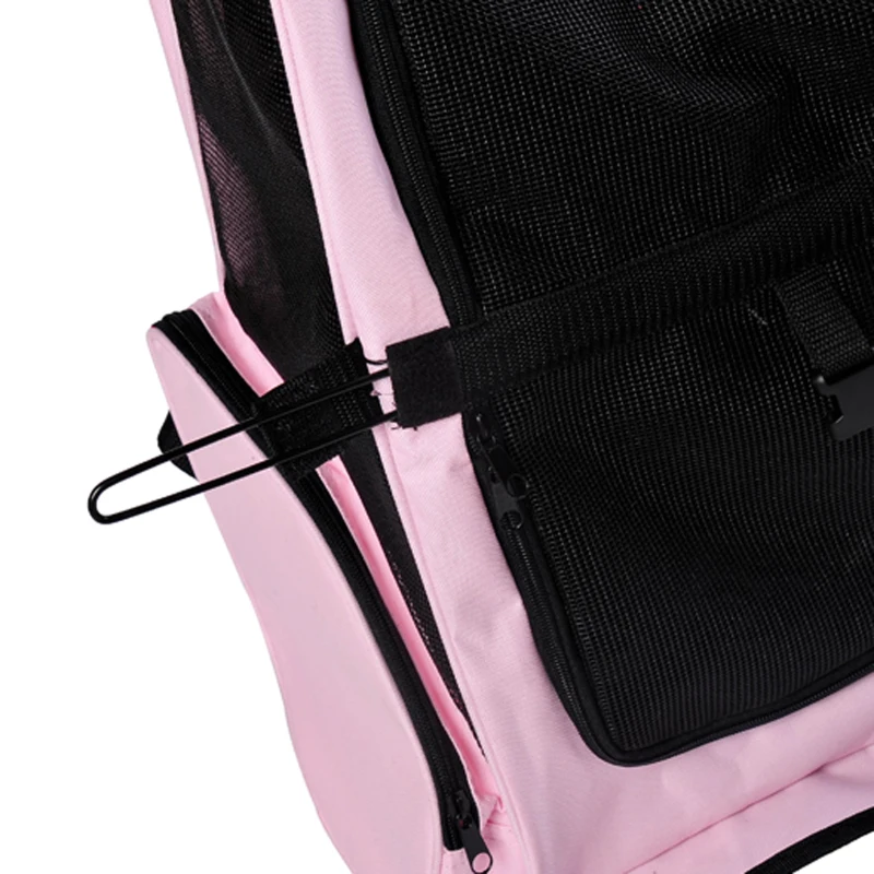 PawHut Transportadora 2 em 1 para Animais de Estimação Mochila ou Carrinho de Viagem para Cães e Gatos com 2 Rodas Alça Retrátil de Alumínio e Bolso de Armazenamento 42x25x55cm Rosa