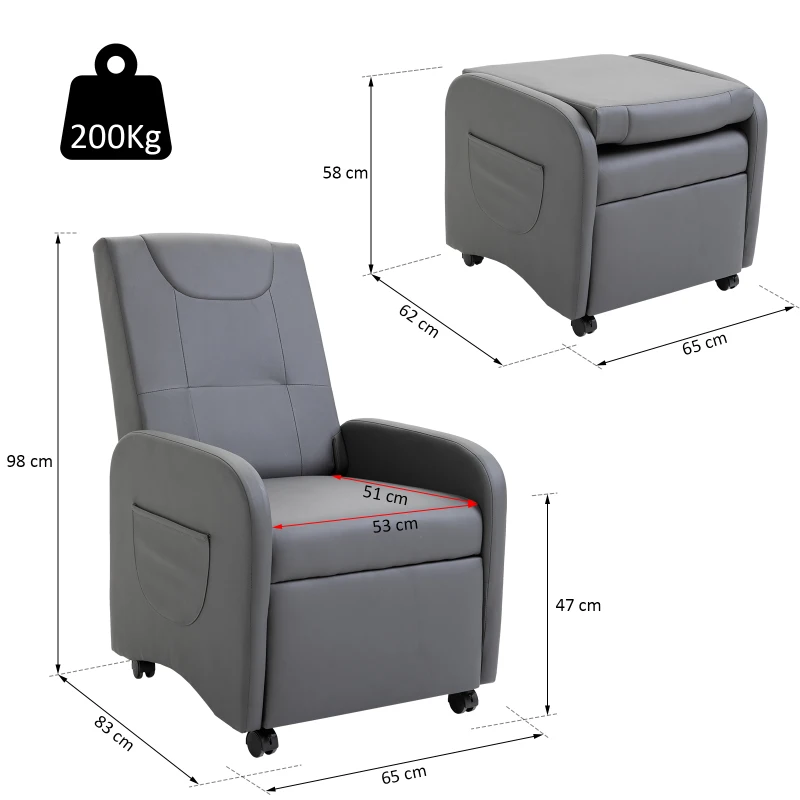 HOMCOM Poltrona Relaxante Reclinável Dobrável até 120 ° Couro PU