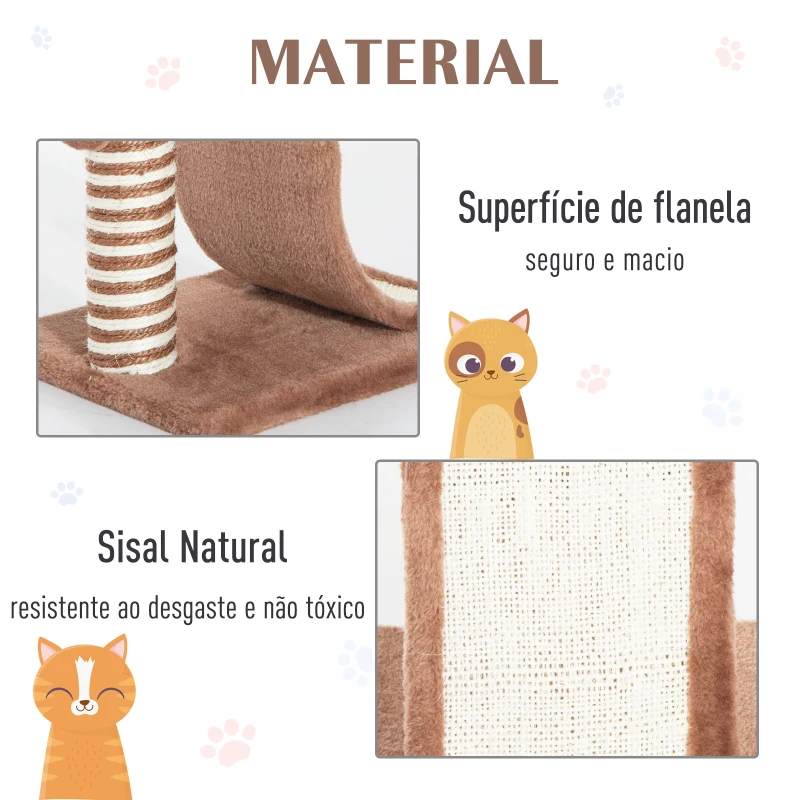 PawHut Árvore Arranhador para Gatos  Cor Castanho Claro e Creme – 35x 30x 39cm