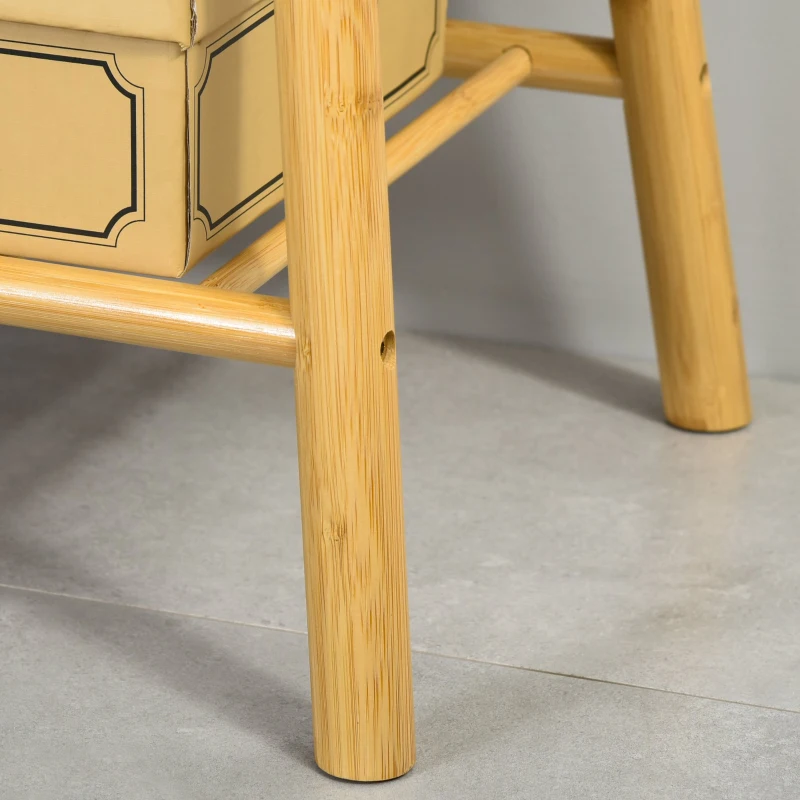 HOMCOM Banco Sapateiro Moderno Móvel de Entrada de Bambú com Assento Acolchoado e Prateleira para Sapatos 90x34x44cm Cor Natural e Cinza