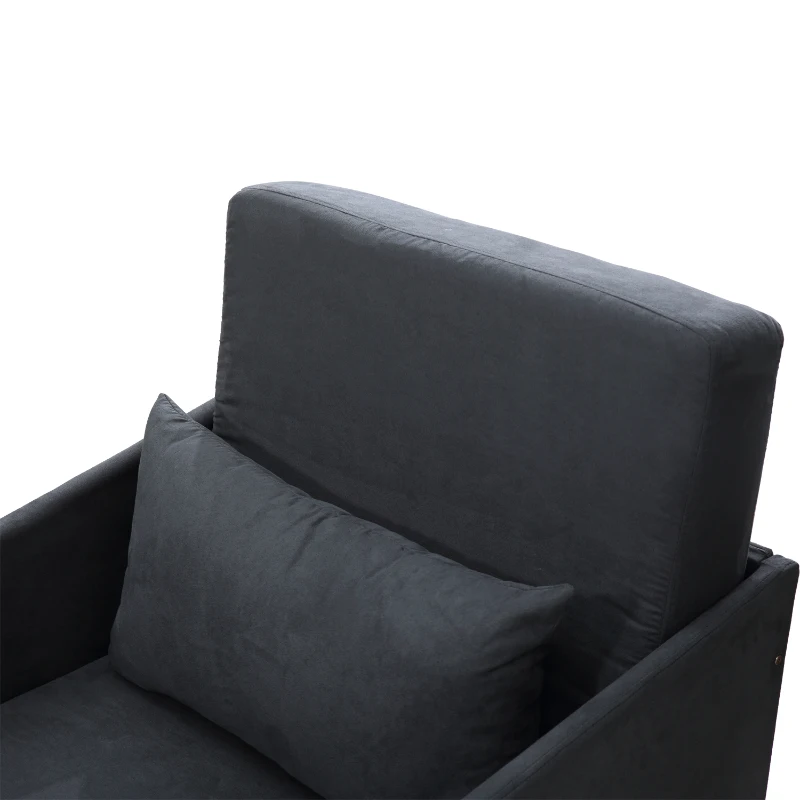 HOMCOM Sofá-cama de solteiro com braços para a sala Bolsos do quarto do estúdio em 2 lados com 1 carga de travesseiro 150kg 70x74 × 78cm Cinza  