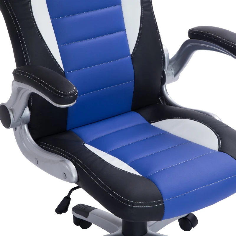 HOMCOM Cadeira de escritório gaming ergonômica altura ajustável preto azul e branco