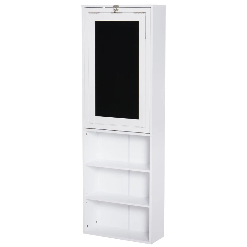 HOMCOM Secretária Dobrável com Prateleira Quadro Preto e Várias Estantes Conversíveis ​​98x51x153 cm Branco