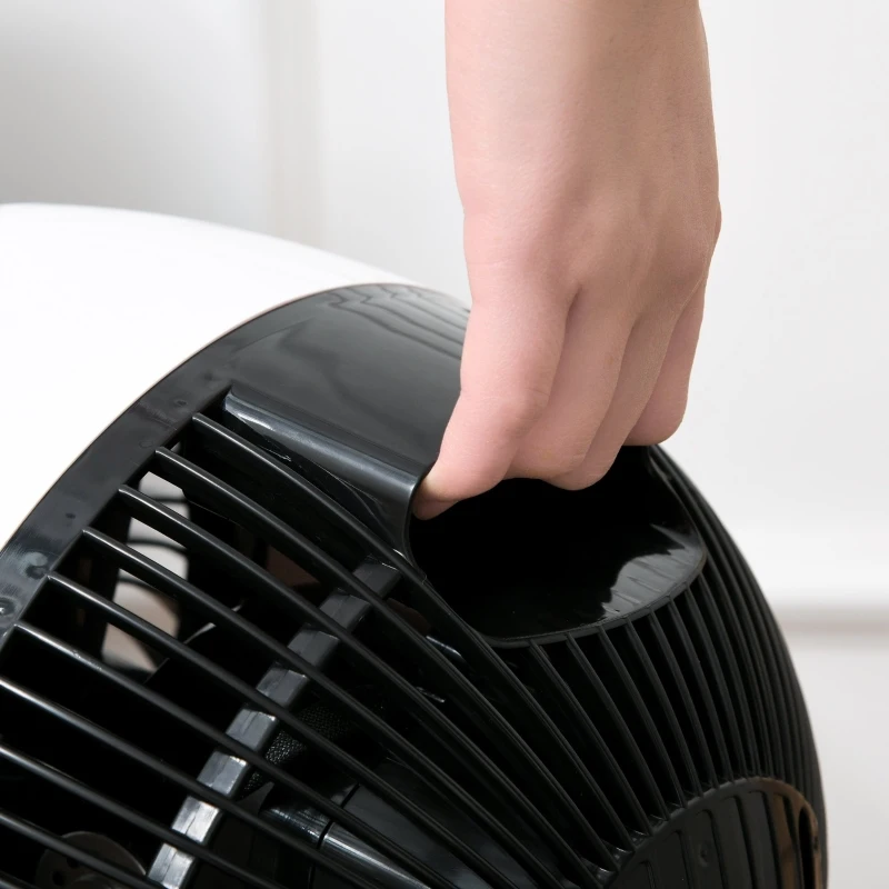 HOMCOM Ventilador de pé com 3 velocidades e 3 modos de diâmetro 23 cm / 9 " com circulação de ar Altura ajustável 60-70 cm Oscilar 70 ° com controle remoto Branco