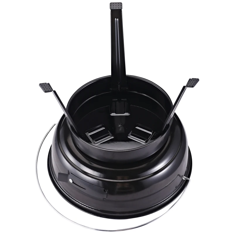 Outsunny Barbecue a Carvão Portátil Barbecue Pequena de Metal Esmaltado com 3 Pés Antiderrapantes Ø36,5x54cm Preto e Vermelho