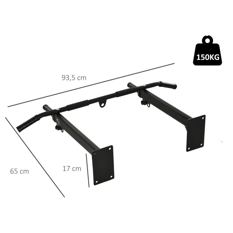 HOMCOM Barra de Elevações para Parede Treinamento Muscular Pull Up para Casa Carga Máxima 150kg 93,5x65x17 cm Preto
