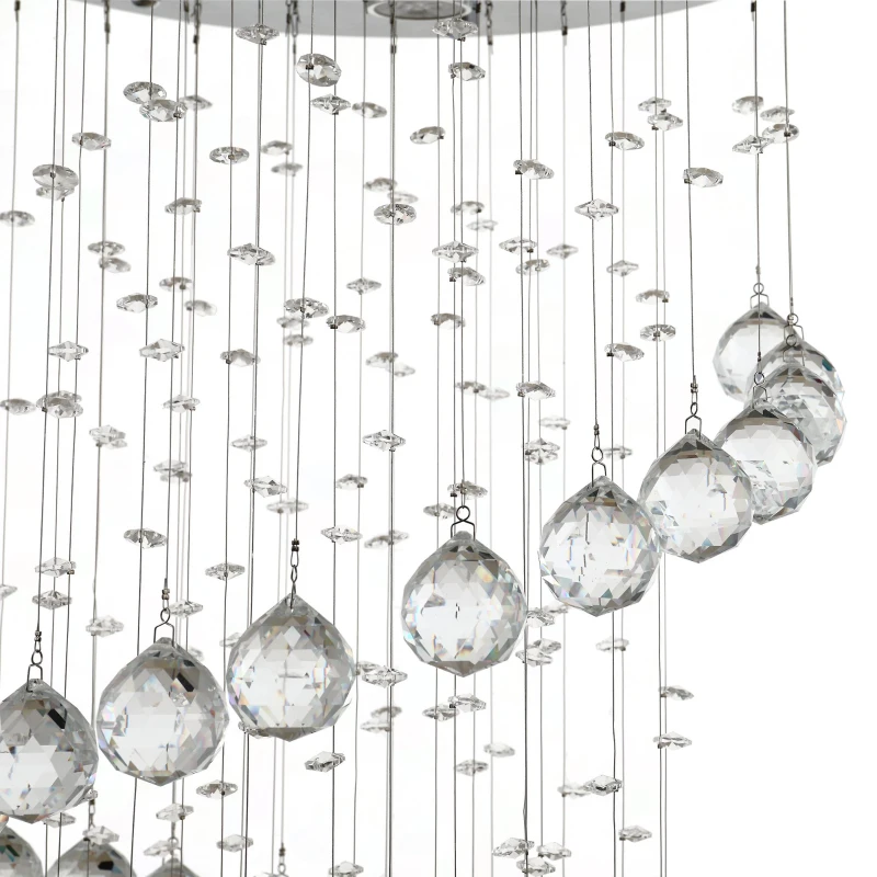 HOMCOM Lâmpada de teto de cristal lustre gota de chuva 25W GU10 Ф40x90 cm prata