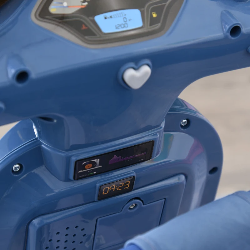 HOMCOM Triciclo infantil com toldo Barreira Apoio para os pés Luz e Música 93x51x94 cm Azul