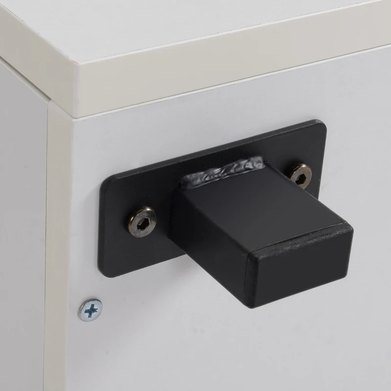 HOMCOM Secretária para escritório com gaveta e armário com prateleira ajustável Mesa multifuncional para computador com borda redonda 150x60x76 cm Branco