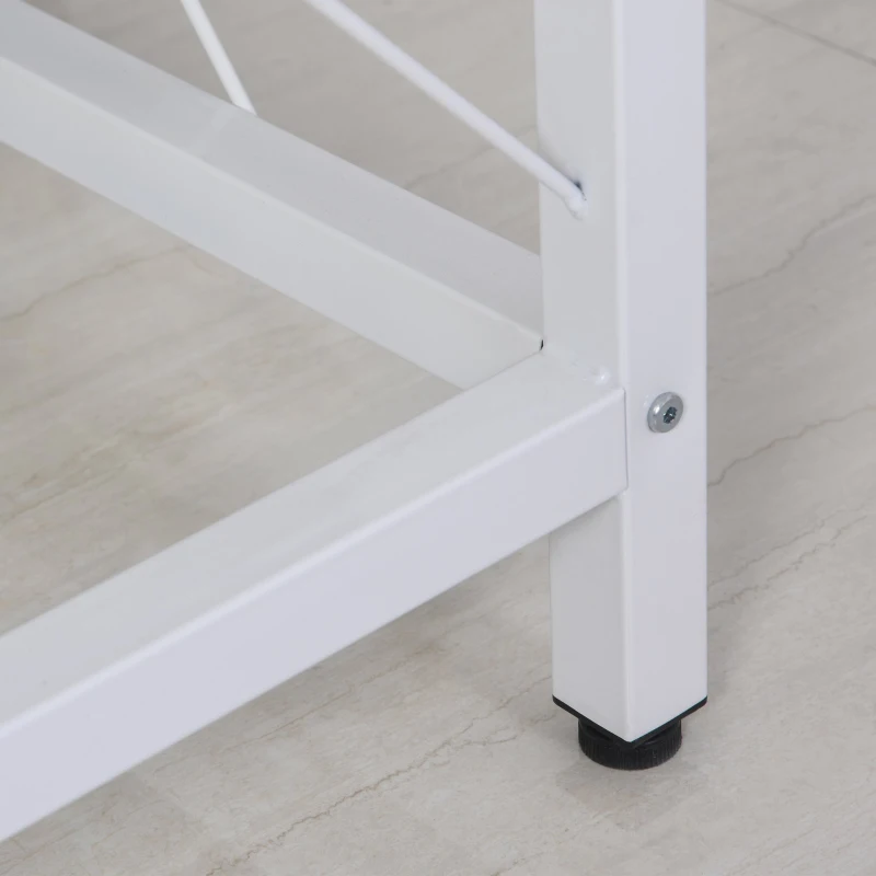 HOMCOM Secretária de Escritório em Forma de L Secretária com Suporte para CPU e Estrutura de Reforço em Forma de X 150x150x76cm Madeira e Branco