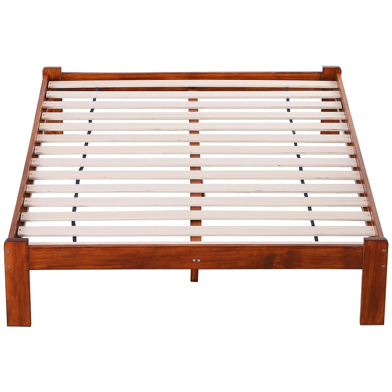 HOMCOM Quadro da cama de casal da madeira de pinho para a carga 250kg 139.3x195.5cm