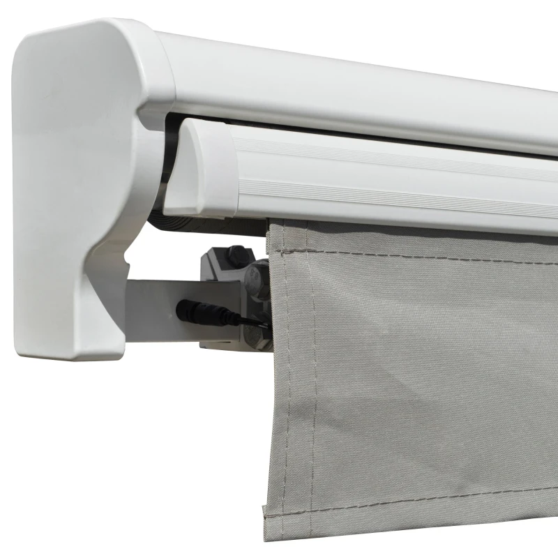 Outsunny Toldo de parede retrátil 250x200 cm com manivela e controle remoto Luzes LED Ângulo Ajustável para varanda jardim terraço alumínio Cinza