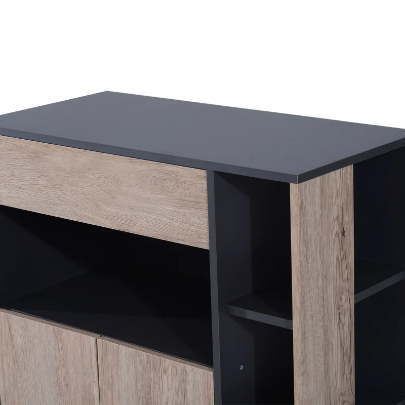 HOMCOM Armário de cozinha com gaveta Prateleiras Rodas com freios 80x39x86,5 cm Preto