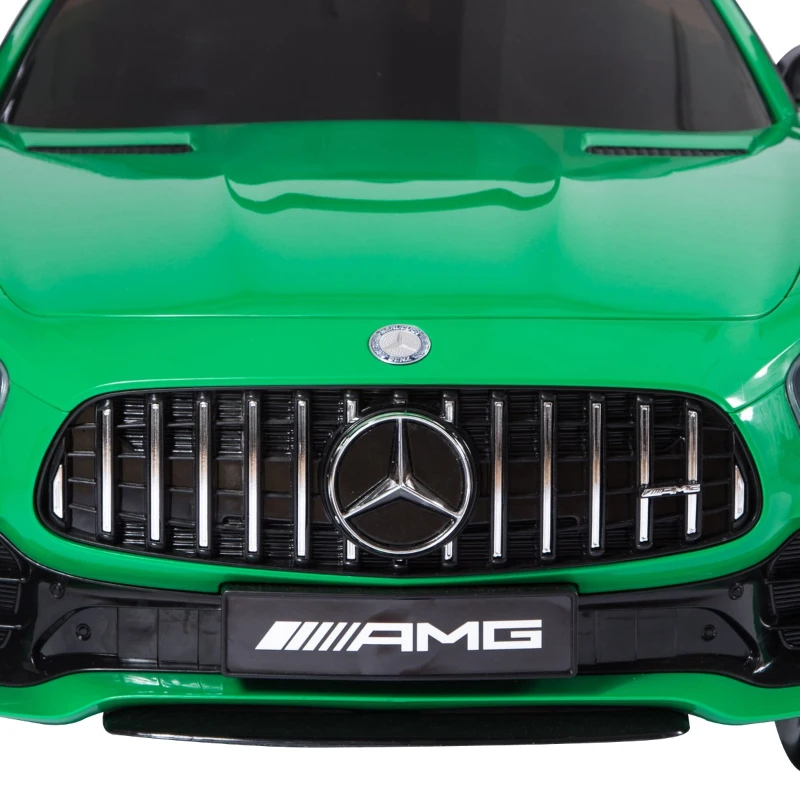 HOMCOM Carro elétrico para crianças de 3-5 anos licenciado de Mercedes GTR bateria de 12V com controle remoto Faróis musica Carga 25kg 105x58x45 cm Verde