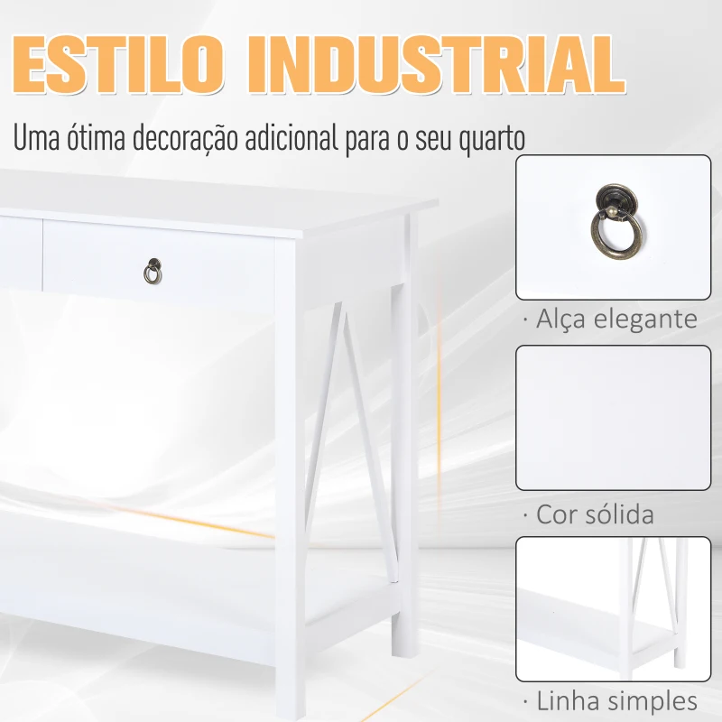 HOMCOM Consola para entrada com 2 Gavetas e 1 Prateleira Inferior  106x36x85cm Branco