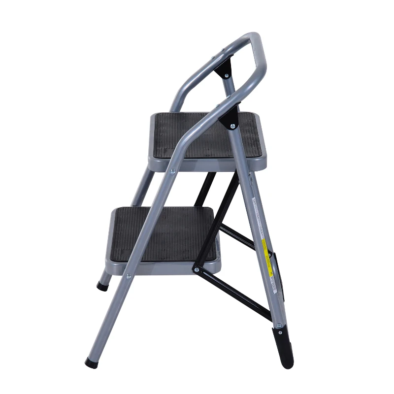 HOMCOM Escada de aço dobrável base antiderrapante 68x47x48 cm