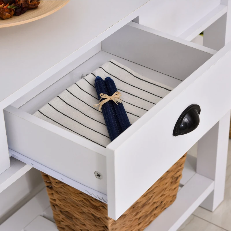 HOMCOM Mesa consola tipo aparador estilo colonial com prateleira inferior espaçosa 120x39x81 carga 60kb Branco