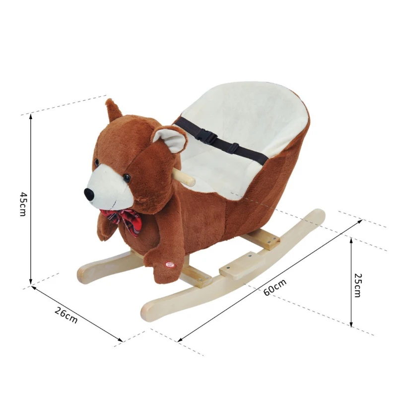HomCom® Cavalito de Baloiço bebé +18 meses Cadeira de Baloiço de Urso