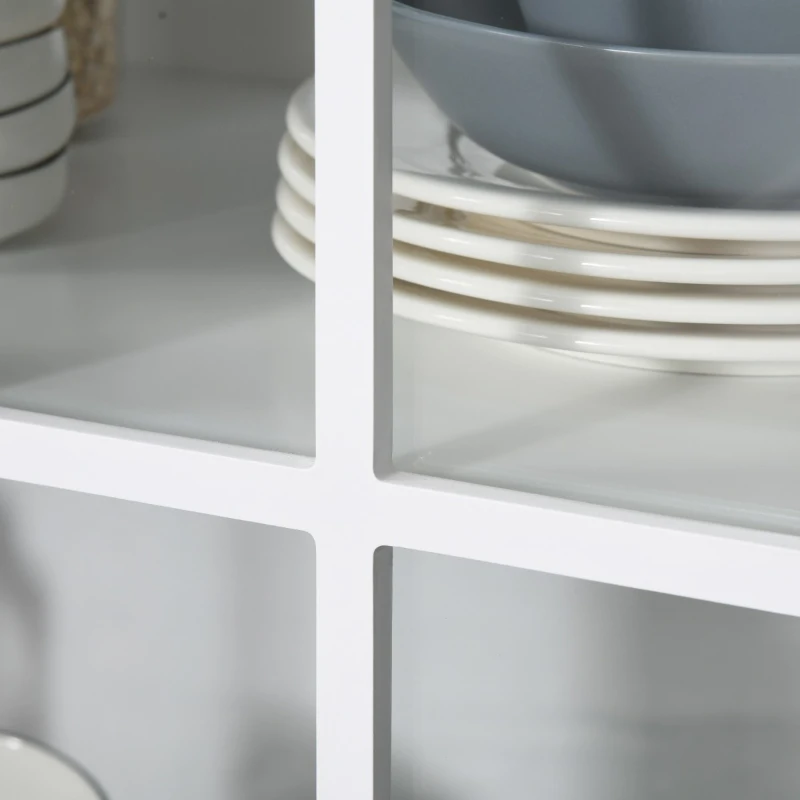 HOMCOM Aparador com 2 portas de vidro temperado Prateleira ajustável Armário multiuso  80x40x85,3 cm Branco