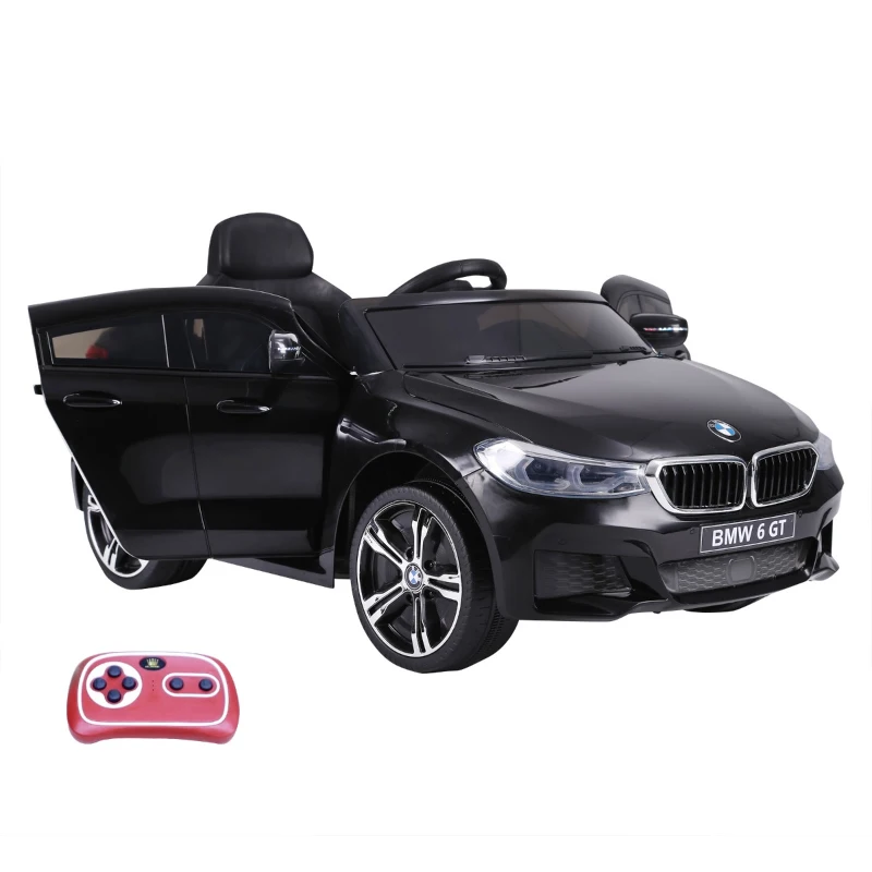 HOMCOM Carro elétrico para criança BMW 6GT para criança de 3-6 anos com controle remoto Carga 30 kg 106x64x51cm Preto