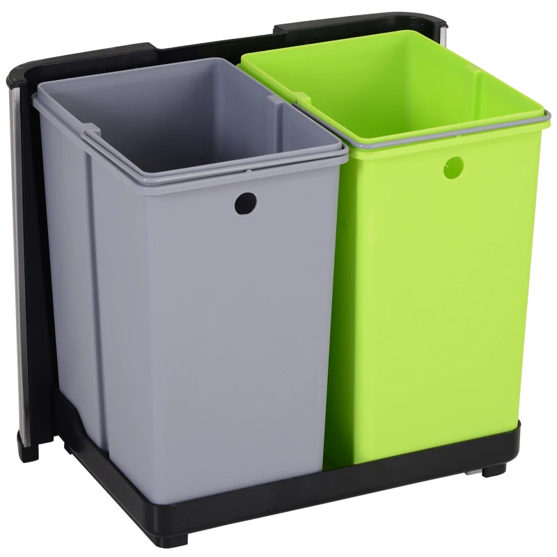 HOMCOM Balde de Lixo 72L com Abertura Automática de Aço Inoxidável e Reciclagem para Cozinha 42x30x81 cm Prata