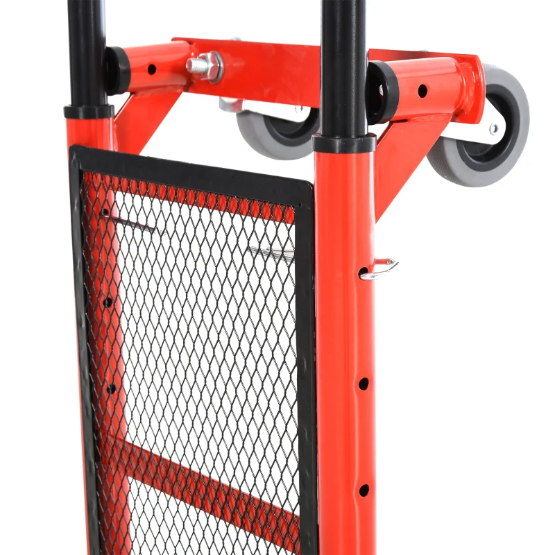 HOMCOM Carrinho multifuncional de 2 posições com plataforma 4 ruedas ajustável em altura 41,5x38,5x92-104 cm laranja e preto