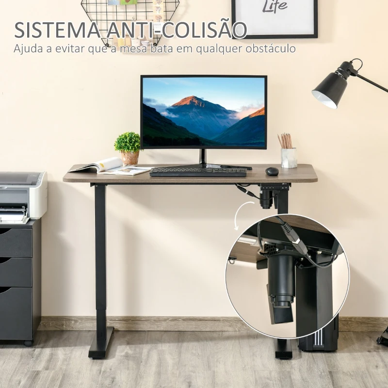 Vinsetto Secretária elétrica de pé Mesa ajustável em altura para escritório com 4 teclas de memória automática inteligente 120x60x72-116 cm moldura Preto