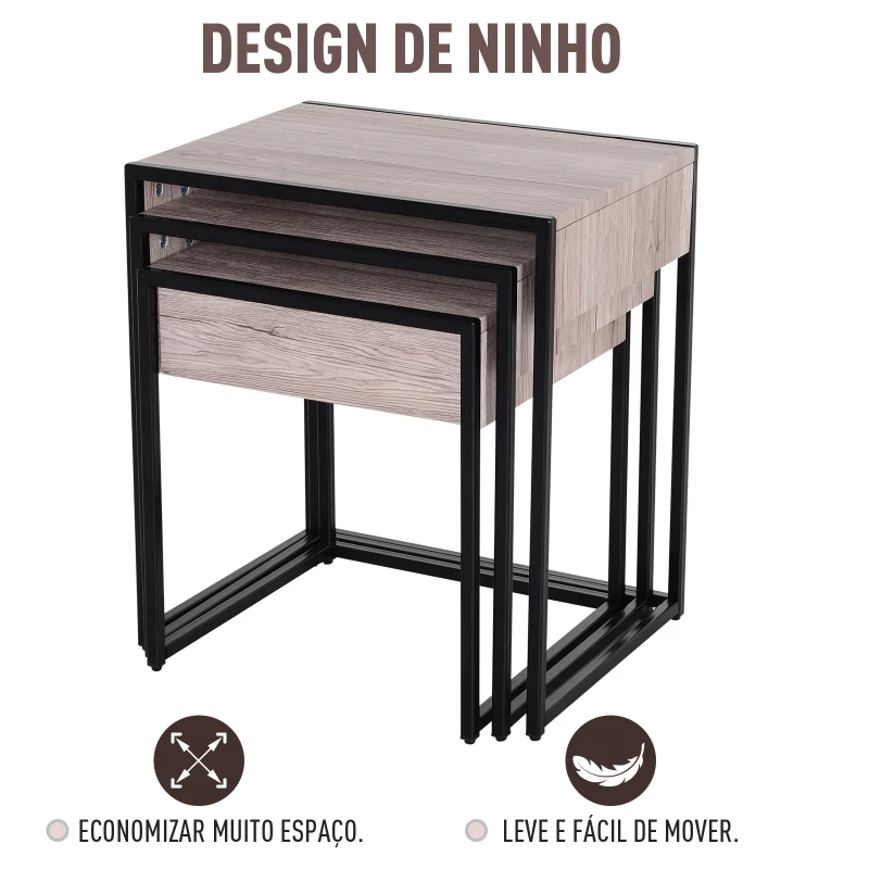 HOMCOM Conjunto de 3 Mesas de Centro Nido Mesas de Café Moderna Mesa Auxiliar Mesas de Centro para Sala de Estar 50x38x55 cm