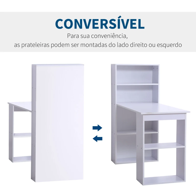HOMCOM Secretária para Computador com Estante de Prateleiras para Casa Escritório 120x55x120 cm