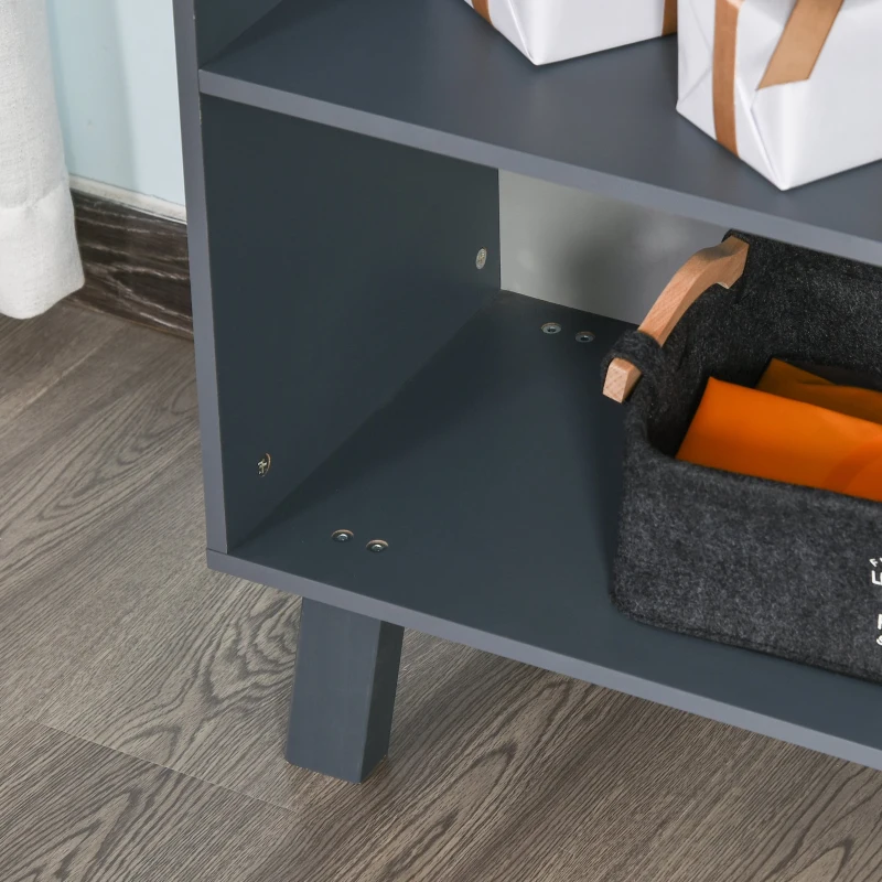 HOMCOM Estante com 6 Compartimentos e 2 Gavetas para escritorio quarto 105x30x96 cm Azul e Cinza