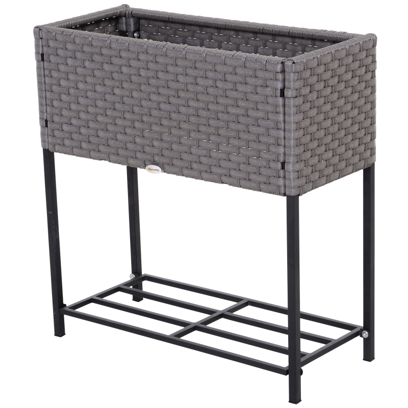Outsunny Floreira Exterior para Horta Vertical Mesa de Cultivo Retangular para Varanda com Prateleira 70x30x72cm Cinza