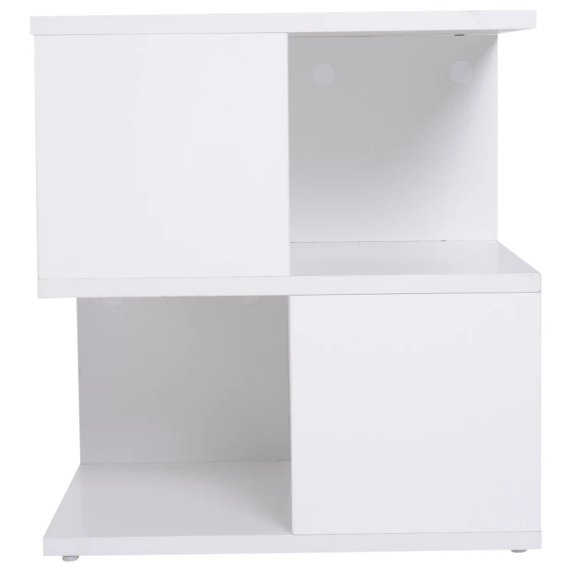 HOMCOM Mesa Auxiliar Mesa de Cabeceira de 2 Níveis com Prateleira de Armazenamento para Sala Quarto Estante 40x40x43 cm Branco