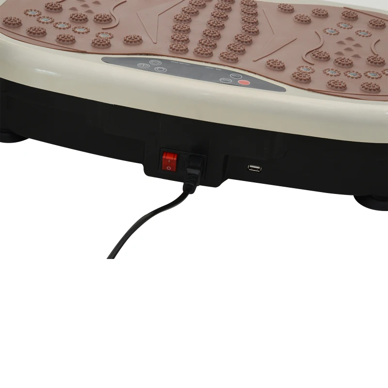 HOMCOM Plataforma de Vibração com 2 Bandas Elásticas para Treinamento de Fitness 200 W com Controle Remoto e Carga 120 kg