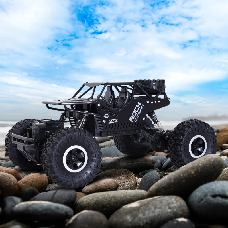 HOMCOM RC Carro Telecomandado Crawler Jipe 4x4 2.4 GHz  1:16 20 km/h para Crianças +3 Anos cor Preto