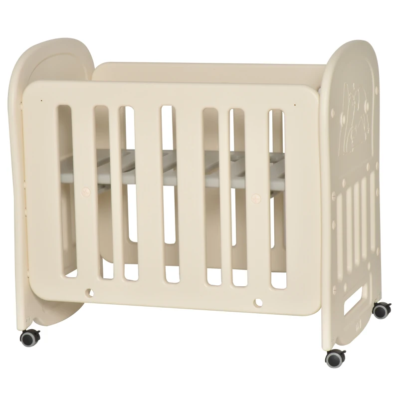 HOMCOM Berço para bebê 0-3 anos ajustável em 2 alturas conversível em balanço carga 25kg 107x70x100 cm bege