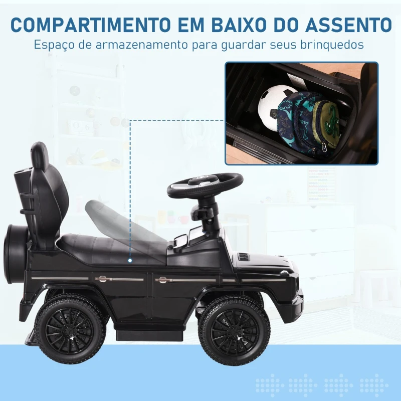 HOMCOM Carro de Passeio Carro Andador para Crianças acima de 12 Meses Mercedes G350 com Buzina Capô Removível Encosto e Suporte de Proteção 85,5x40,5x95cm Preto
