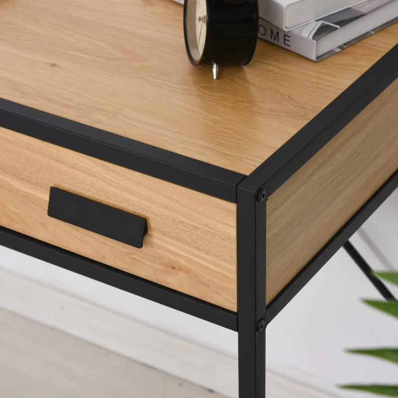 HOMCOM Mesa de escritório com Gaveta projeto Compacto Retro 110x45x76 Cor Madeira