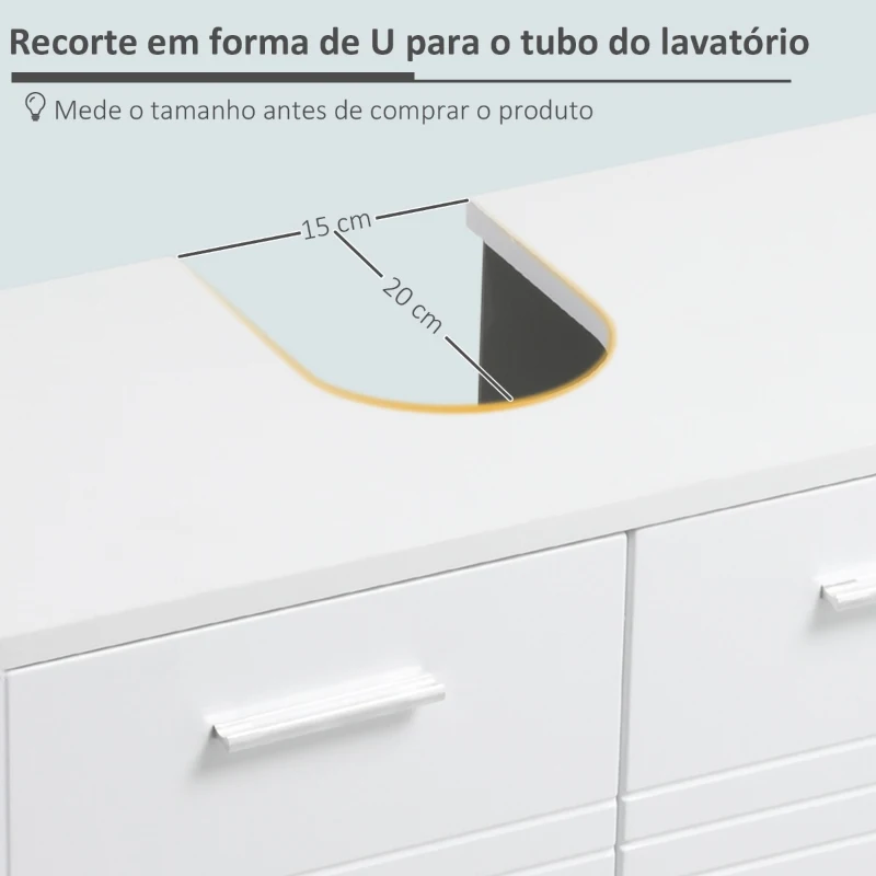 Kleankin Móvel para Lavatório Móvel de Casa de Banho com 2 Portas e Prateleira Interior Ajustável Estilo Moderno 60x30x62,5cm Branco