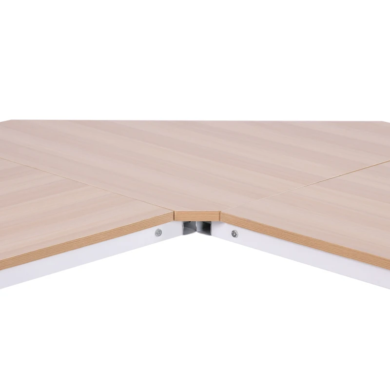 HOMCOM Secretária em Forma de L Secretária para Escritório com Estrutura de Metal Secretária de Canto 150x150x76 cm Branco e Madeira
