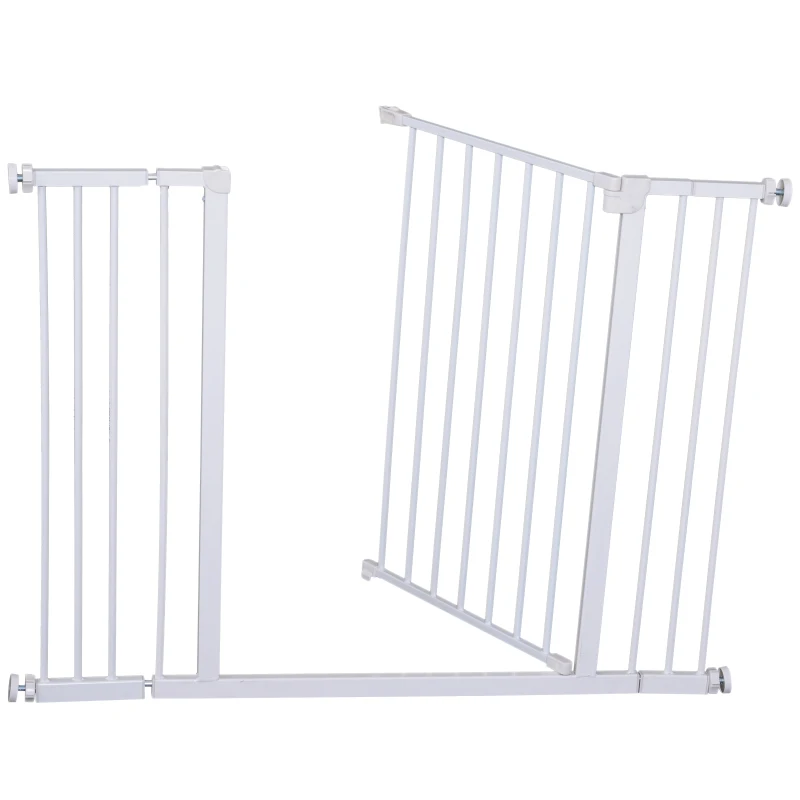 PawHut Barreira de Segurança para Animais de Estimação Extensível para Escadas e Portas Barreira de Segurança para Cães 76-107x76 cm Branco