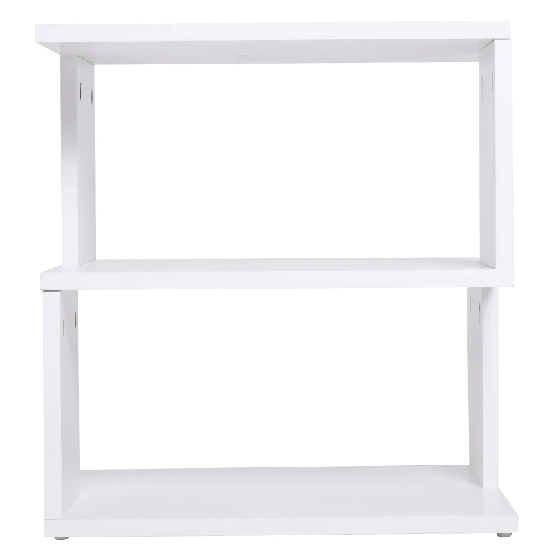 HOMCOM Mesa Auxiliar Mesa de Cabeceira de 2 Níveis com Prateleira de Armazenamento para Sala Quarto Estante 40x40x43 cm Branco