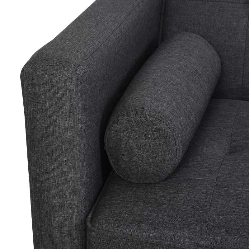 HOMCOM Sofá- cama 3 lugares com apoio de braços Pernas levantadas 187x90x86.5 Cinza